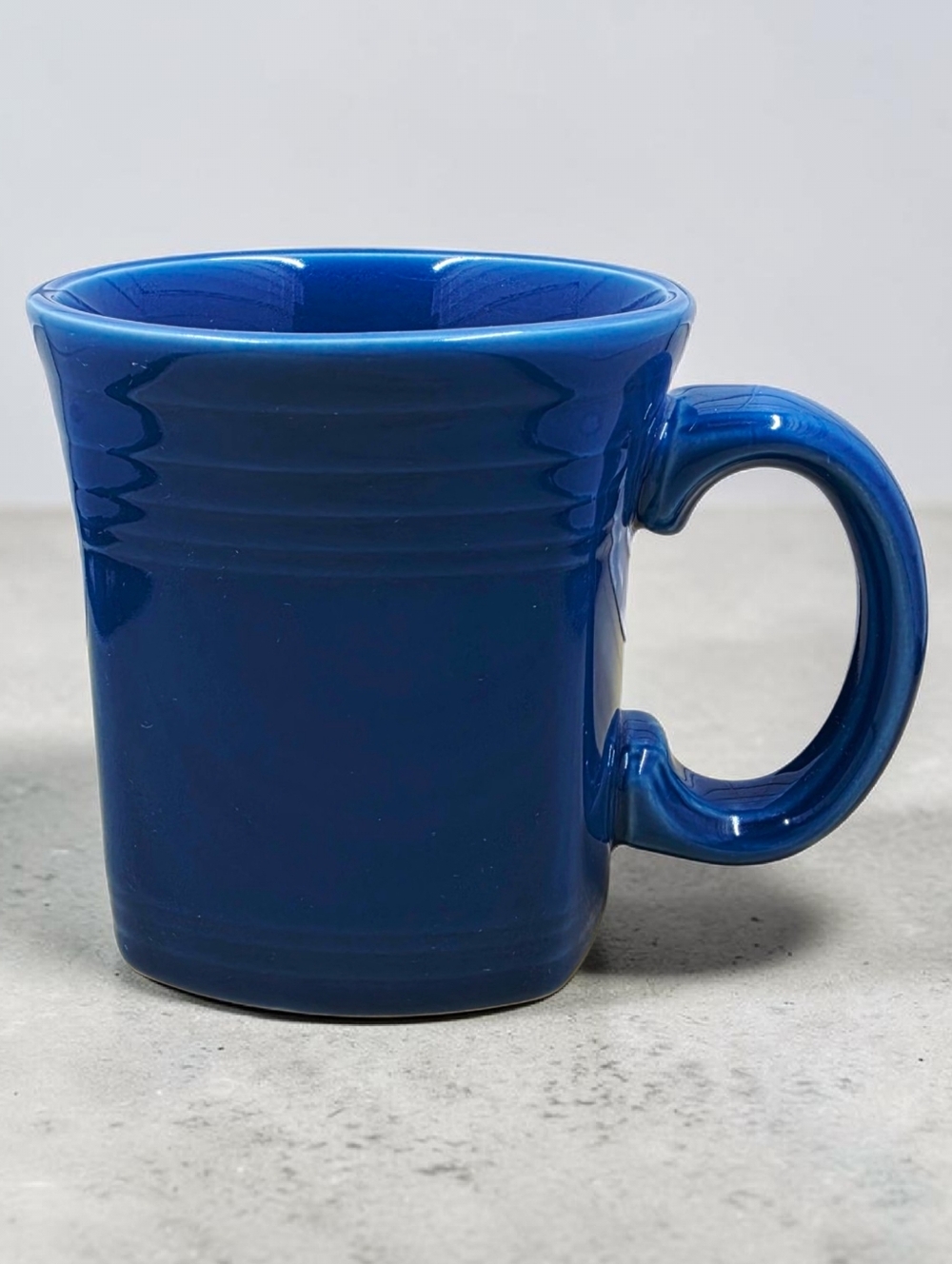 Fiesta Solid Blue Square Mug Homer Laughlin USA Striped Border